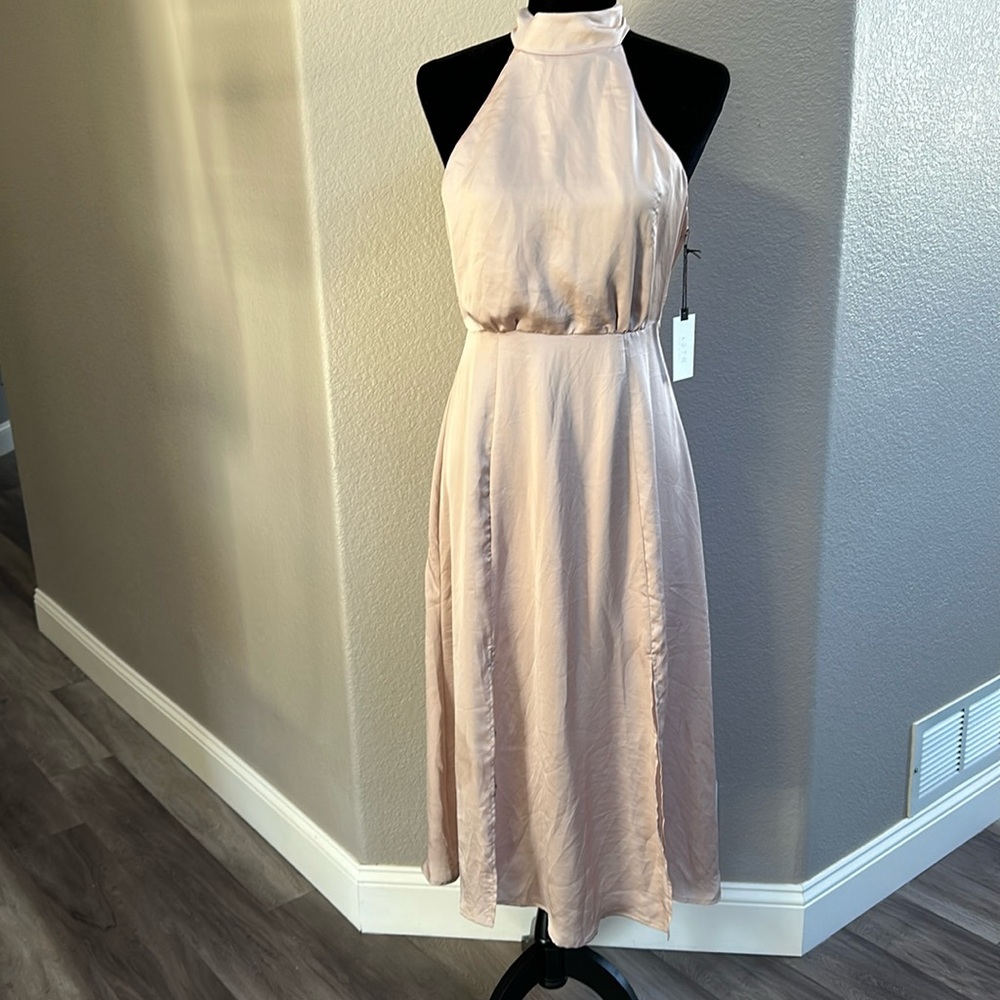 NWT ASTER The Label Silky Satin Light Pink Maxi Dress Size Medium